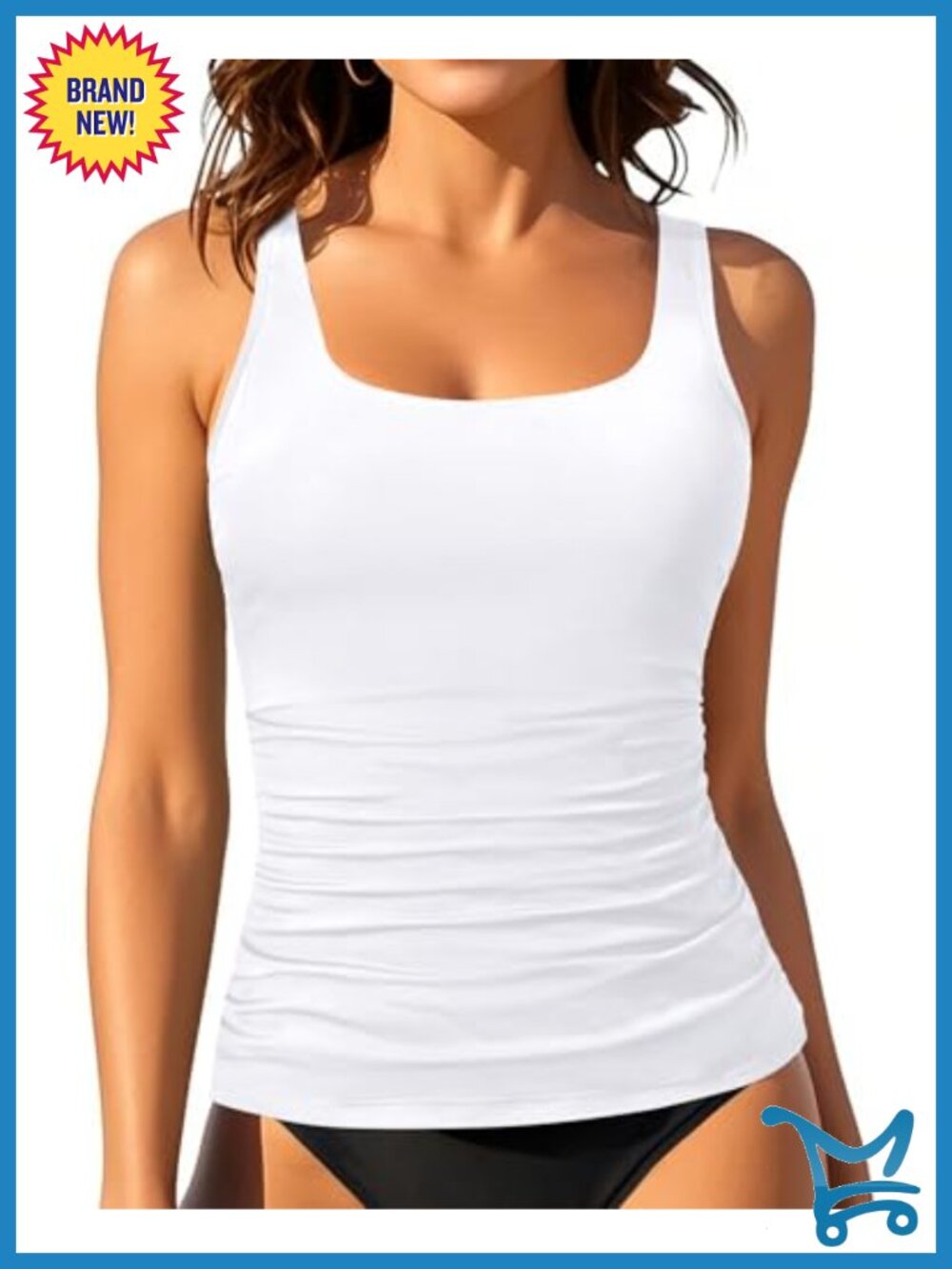 Tankini Top Tummy Control Ruched Swimwear Top Only Adjustable Straps